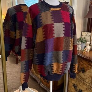 Millima Colorful Geometric Pattern 100% Alpaca Sweater